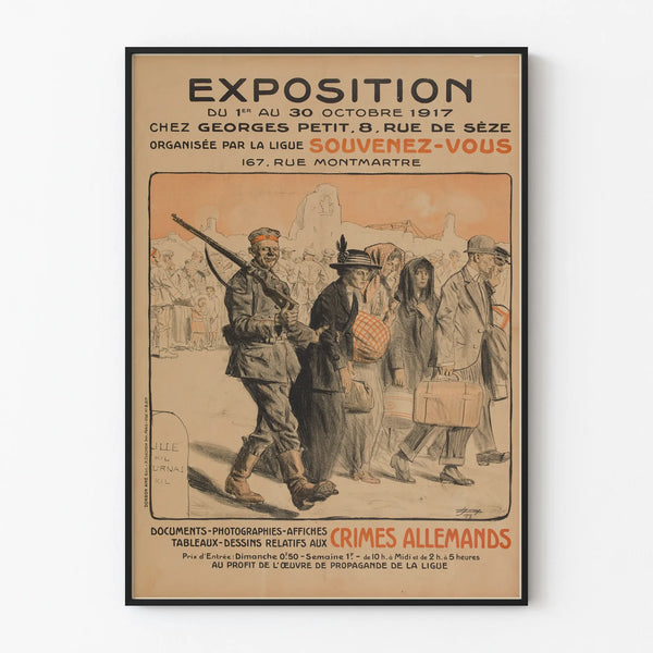 Poster espositivo sui crimini tedeschi del 1917 - decorazione murale storica
