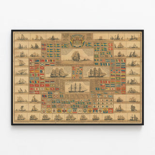 Poster vintage dei padiglioni marittimi e dei tipi di navi antiche — quadro incorniciato alla parete