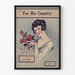 Poster vintage For His Country con ritratto femminile e rose