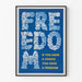 Poster decorativo Freedom con motivi floreali blu e bianchi