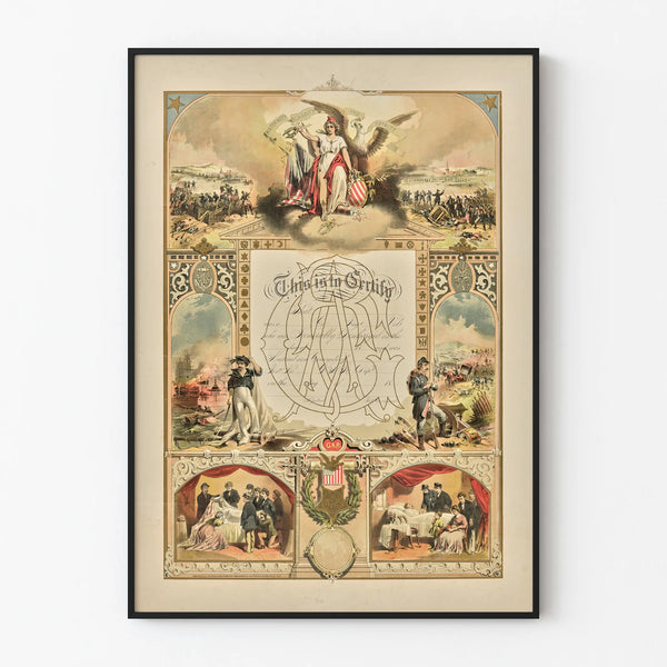 Poster vintage Certificato di adesione GAR Decorazione murale storica