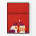 Poster decorativo da parete rosso con illustrazione geometrica e testo 'geef een boek'