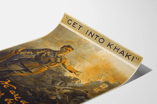 Poster vintage militare Get Into Khaki