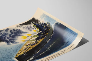 Poster nave H.M.S. Nelson in azione con cannoni da 16 pollici — vista dell’opera