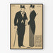 Poster vintage nero e beige con due uomini eleganti con cilindro