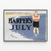 Poster vintage di Harper's luglio con nuotatore su sfondo marino — quadro incorniciato alla parete