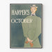 Poster vintage di Harper's ottobre con elegante silhouette femminile