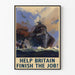 Poster di propaganda militare britannica con cacciatorpediniere e aerei