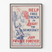 Poster vintage a sostegno della Francia per la democrazia
