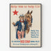 Poster vintage Aiuta il cavallo a salvare il soldato - Stella Rossa Americana