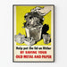 Poster vintage di propaganda - Riciclo di metallo e carta contro Hitler