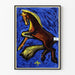 Poster vintage cavallo al galoppo sfondo blu intenso