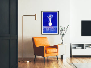 Poster vintage Hépatrol Anémie in blu e rosa