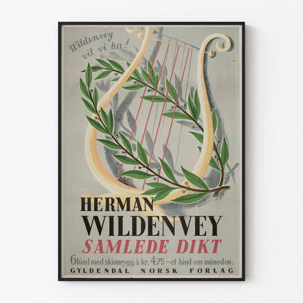 Poster decorativo da parete arpa e alloro Herman Wildenvey