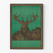 Poster decorativo cervo maestoso su sfondo verde Artem Legrand