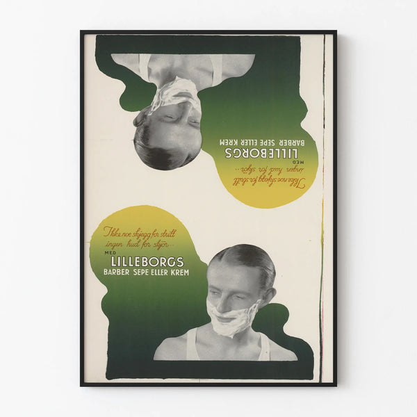 Poster pubblicitario vintage Lilleborgs crema e sapone da barba