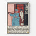 Poster vintage di cinema con donna e portinaio all'ingresso