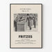 Poster vintage di libreria antica - scena di libri e clienti
