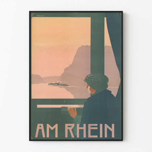 Poster vintage decorazione murale Am Rhein 1897