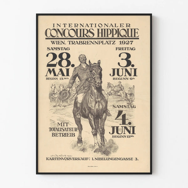 Poster concorso ippico internazionale 1927 - decorazione murale vintage equestre