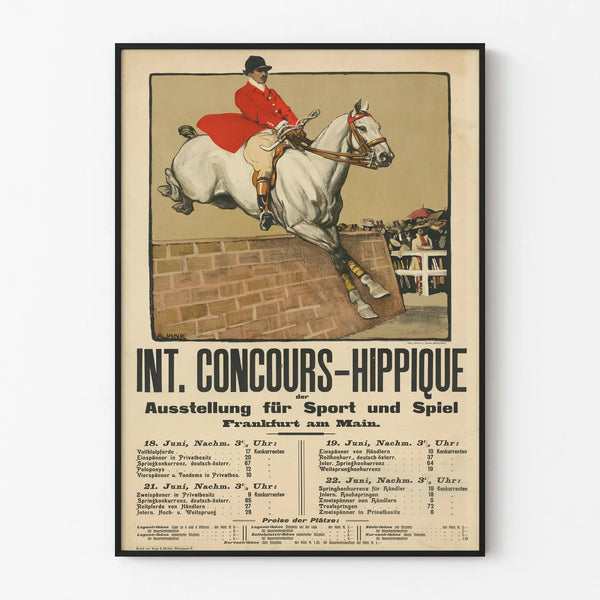 Poster concorso ippico internazionale - Decorazione murale equestre vintage