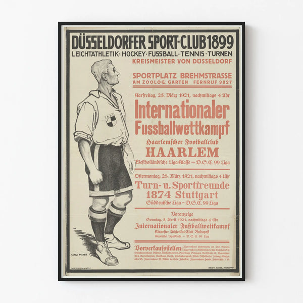 Poster vintage competizione internazionale di calcio Sportplatz Ruhrort