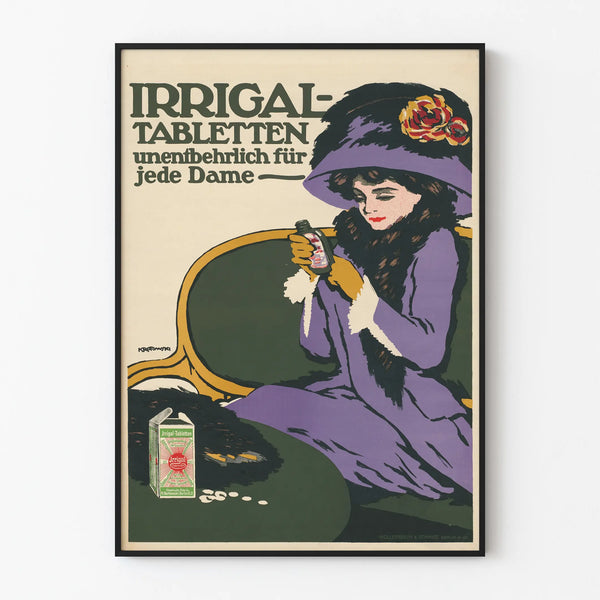 Poster pubblicitario vintage Irrigal Tabletten
