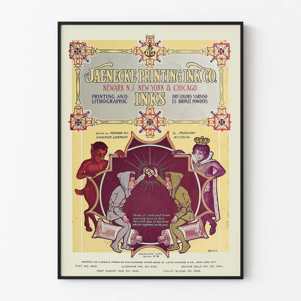 Poster pubblicitario vintage Jaenecke Printing Ink Co. - Decorazione murale industriale retrò
