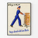 Poster vintage Jenny al lavoro con scarpe con tacco basso