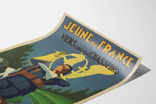 Poster vintage militare Giovane di Francia 10a BCP Neuville-sur-Ain