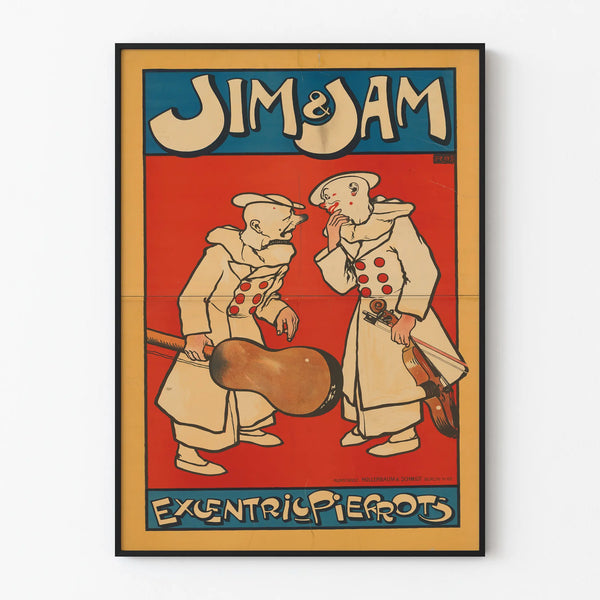 Poster vintage Jim & Jam Excentric Pierrots per decorazione murale