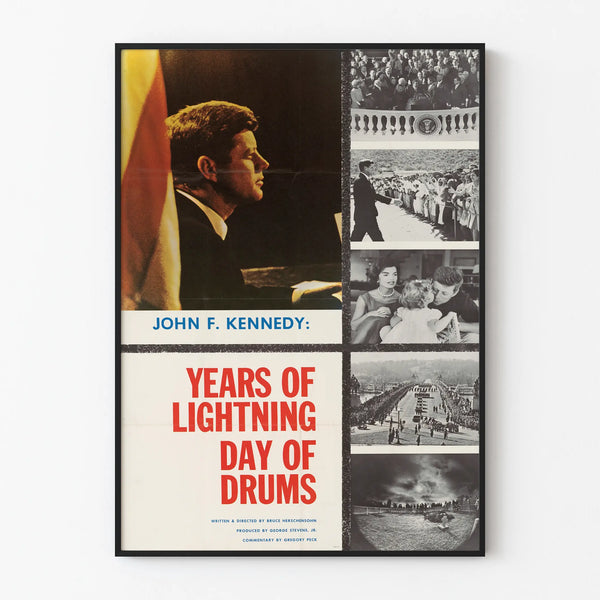 Poster vintage John F. Kennedy Anni di Fulmini Giornata dei Tamburi