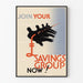 Poster vintage Join Your Savings Group Now per decorazione da parete
