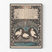 Poster calendario vintage giugno 1896 con aironi e motivi floreali