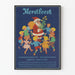 Poster vintage Festa di Natale con Babbo Natale e bambini danzanti