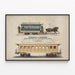 Poster vintage Carro ferroviario Kimball & Gorton Philadelphia — quadro incorniciato alla parete