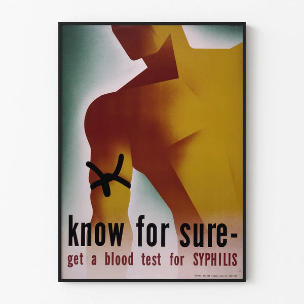 Poster vintage di sensibilizzazione al test del sangue per la sifilide