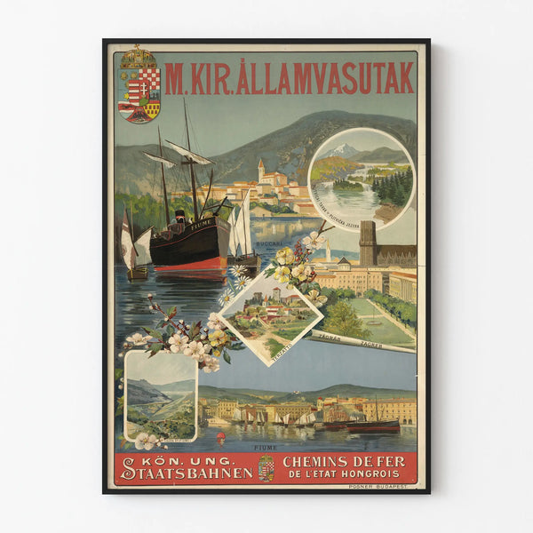 Poster vintage Ferrovie ungheresi - Decorazione murale viaggio in Croazia