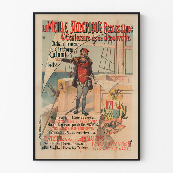 Poster Vintage La Vieille Amérique - 4o Anniversario della Scoperta del 1492