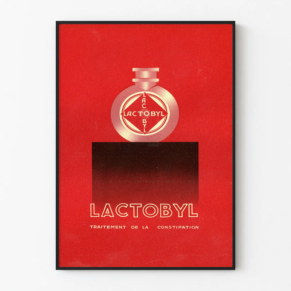 Poster vintage Lactobyl - Decorazione murale retrò rossa e nera