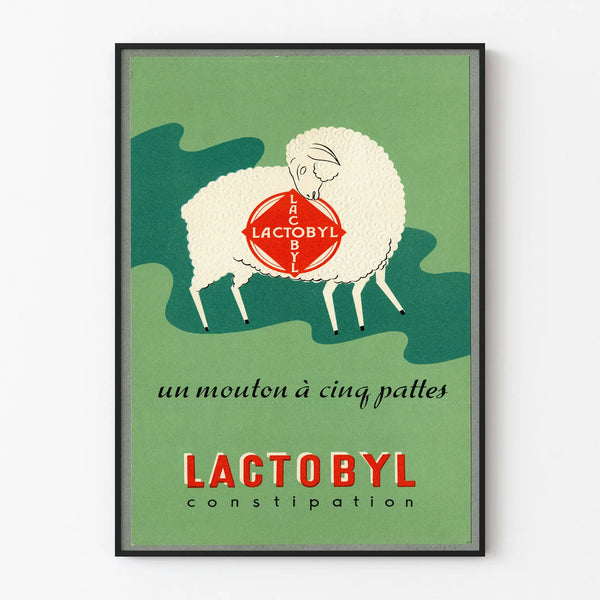 Poster vintage Lactobyl decorazione murale pecora