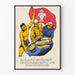 Poster vintage militante laotiana con bandiera e operai