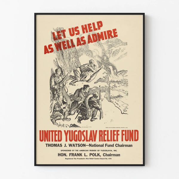Poster vintage United Yugoslav Relief Fund - Decorazione murale storica