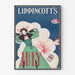 Poster vintage Lippincott's luglio con donna e fuochi d'artificio
