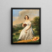 Una donna elegante con un cappello fiorentino in un paesaggio - Lise Bruyère — quadro incorniciato alla parete