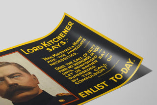 Poster murale vintage Lord Kitchener arruolati oggi — vista dell’opera