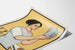 Poster vintage Louis teiera e donna in abbigliamento tradizionale
