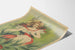 Poster vintage di Lucienne Muguet con abito bianco e cappello fiorito