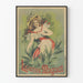 Poster vintage di Lucienne Muguet con abito bianco e cappello fiorito