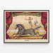 Poster vintage da circo con artista e cavallo in scena — quadro incorniciato alla parete